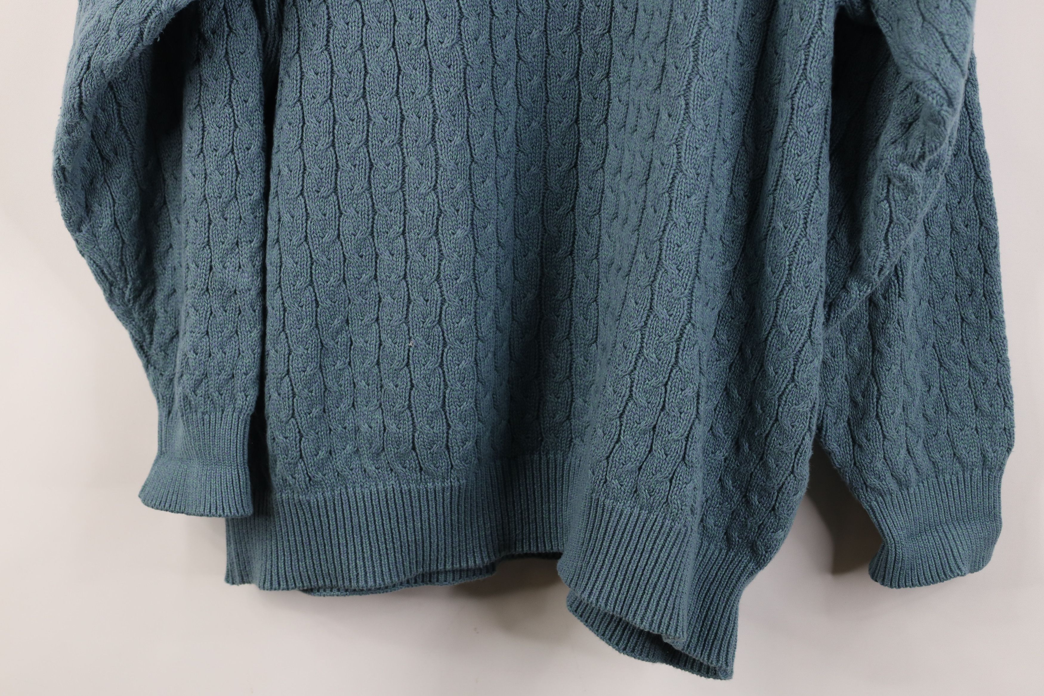 Vintage Vintage 90s Streetwear Cable Knit V-Neck Sweater Blue USA Size US XL / EU 56 / 4 - 11 Thumbnail