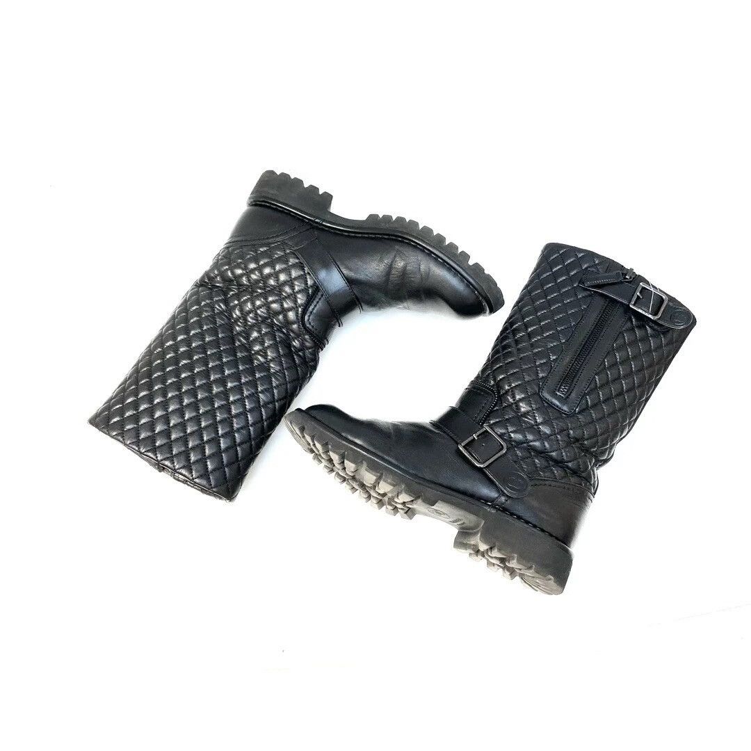 Chanel Chanel black quilted leather biker boots Size US 7 / IT 37 - 3 Thumbnail