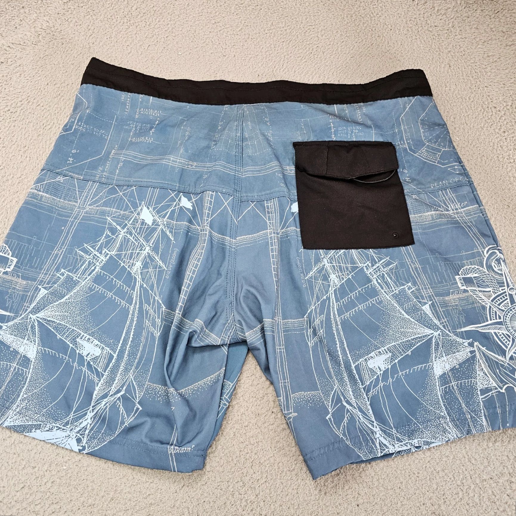 Vintage Psycho Tuna Board Shorts Mens 38 Swim Trunks Blue 100% Polyester Quick Dry Pockets Drawstring Lightweight Surfing Bottoms Mens Size US 38 / EU 54 - 7 Thumbnail
