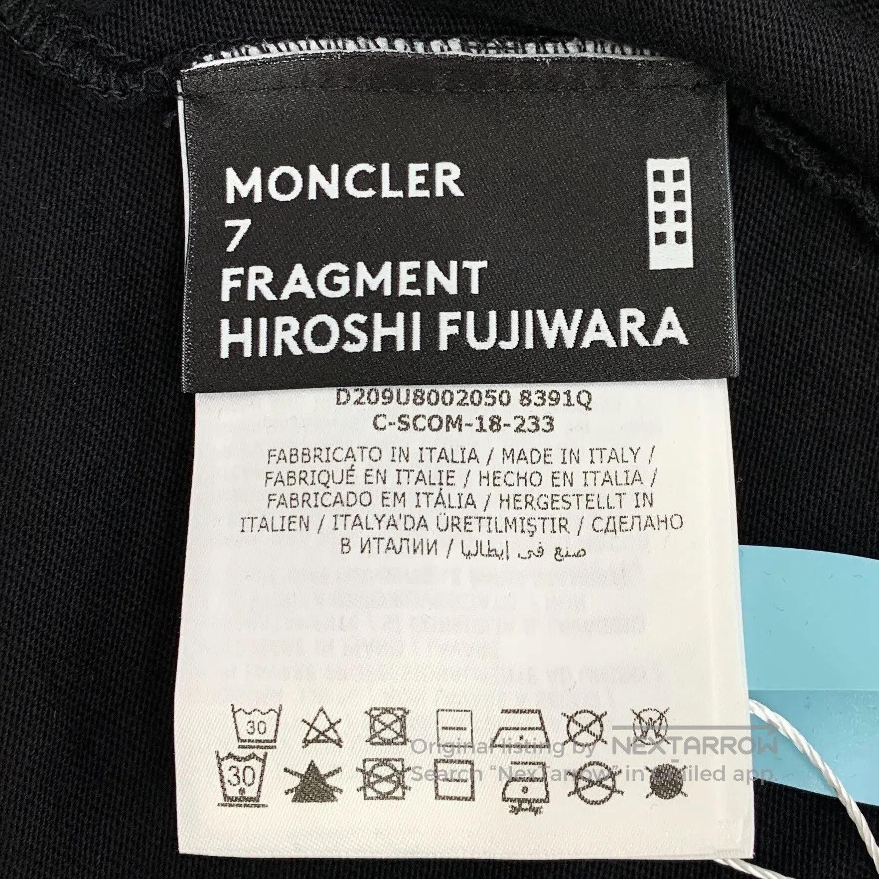 Moncler Moncler Black Letter Printed Cotton Crew Neck Short Sleeve Size US XL / EU 56 / 4 - 9 Thumbnail
