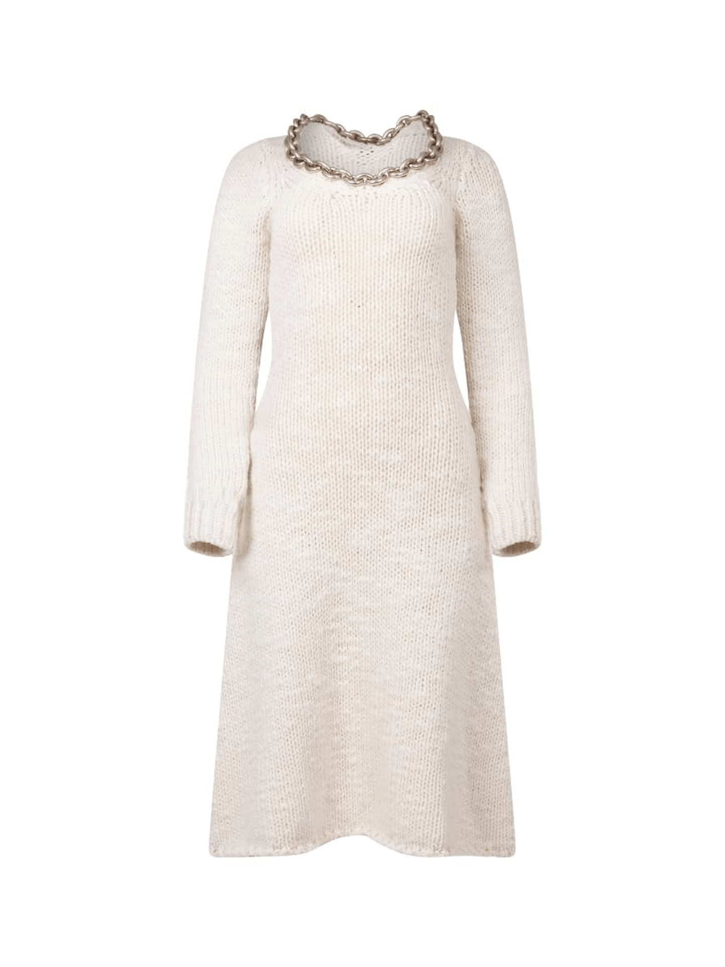 Bottega Veneta Bottega Veneta chain-embellished cream knitted midi dress Size M / US 6-8 / IT 42-44 - 1 Thumbnail