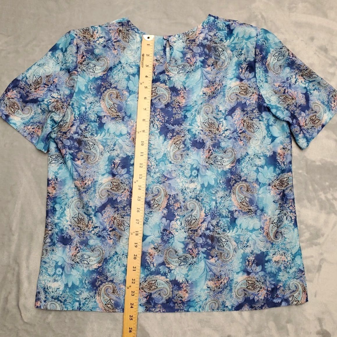 Vintage VINTAGE California Looks Top Womens 14W Blue Paisley Blouse Shirt 80s 90s Made in USA Womens Size XL / US 12-14 / IT 48-50 - 7 Thumbnail