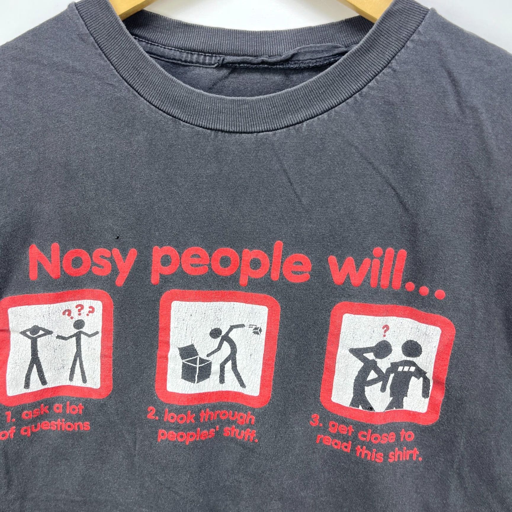 Vintage VINTAGE 90s Sun Faded Statement Comedy Funny T-Shirt Large XL Men Black Size US L / EU 52-54 / 3 - 2 Thumbnail
