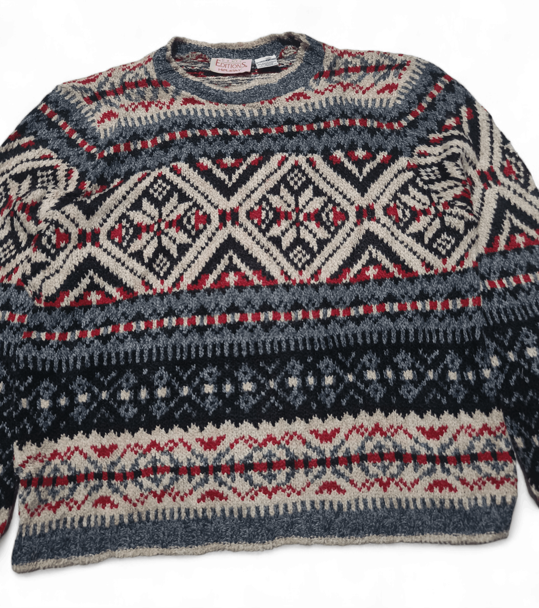 Basic Editions Vintage 80s BASIC EDITIONS Ethnic Pattern Knit Sweater Size XL / US 12-14 / IT 48-50 - 3 Thumbnail