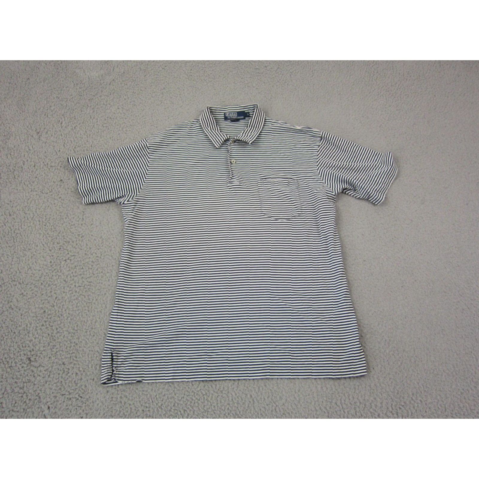 Ralph Lauren VINTAGE Ralph Lauren Polo Shirt Mens L White Blue Pony Soft Cotton Striped Casual Logo 80s 90s Golf Mens Size US L / EU 52-54 / 3 - 2 Thumbnail