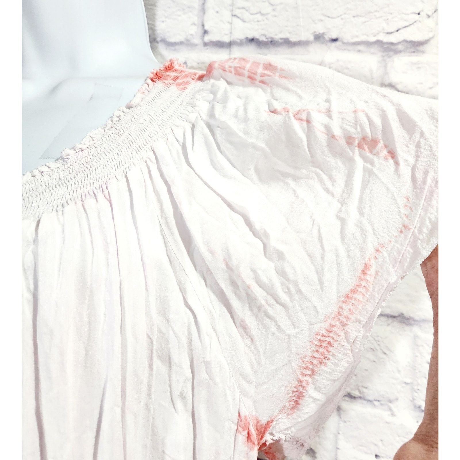 Other Fever White Orange Tie Dye Embroidered Top Large Lightweight Size L / US 10 / IT 46 - 3 Thumbnail