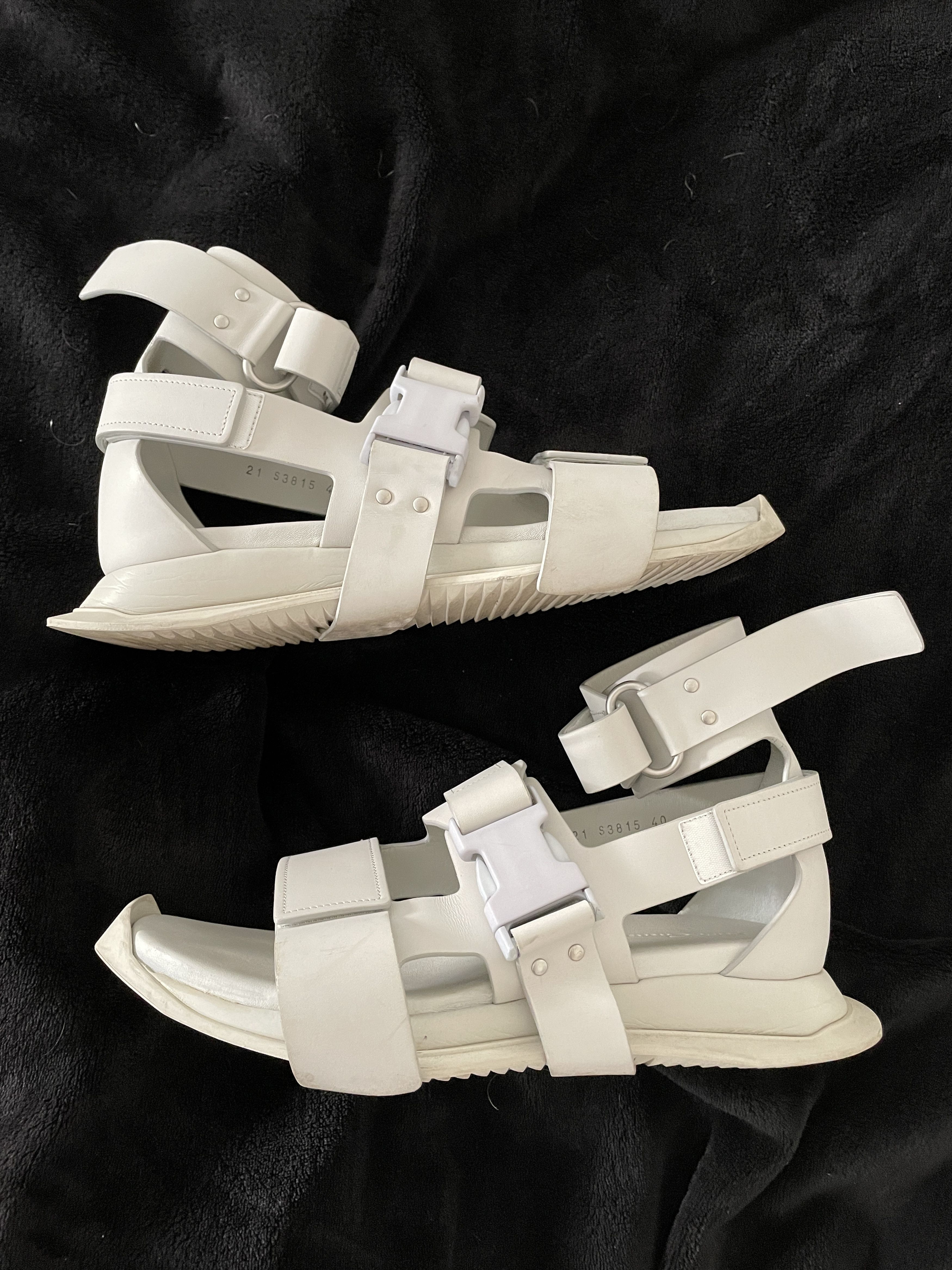 Rick Owens Grey Leather Gladiator Sandals Size 7/40 Size US 7 / EU 40 - 4 Thumbnail