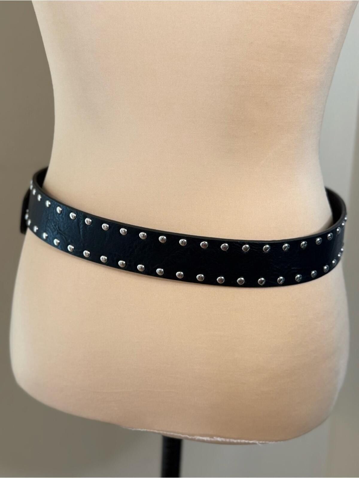 Other Black Faux Leather Silver studded western belt SZ 42” Size ONE SIZE - 4 Thumbnail