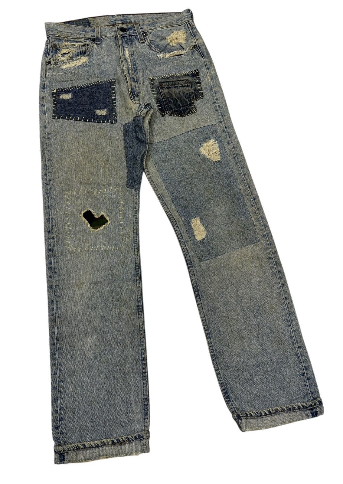 Kapital GRAIL Levis 501 Boro Sashiko Custom Distressed Denim Jeans Size US 30 / EU 46 - 7 Thumbnail