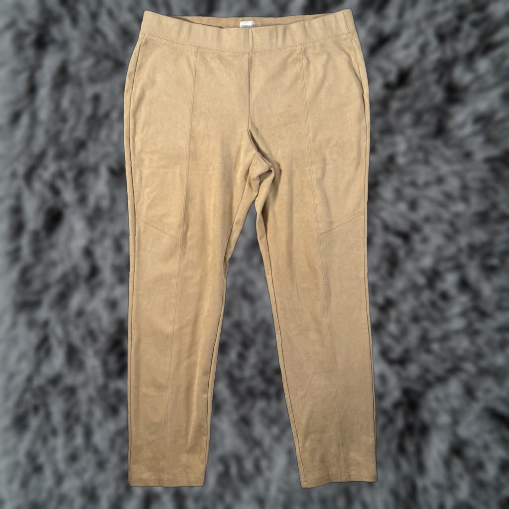 Vintage Zenergy by Chico's Ankle Pants Women Size 2 Beige Knit Solid Office Casual Minimalist Capsule Ponte Knit Size 26" / US 2 / IT 38 - 1 Thumbnail