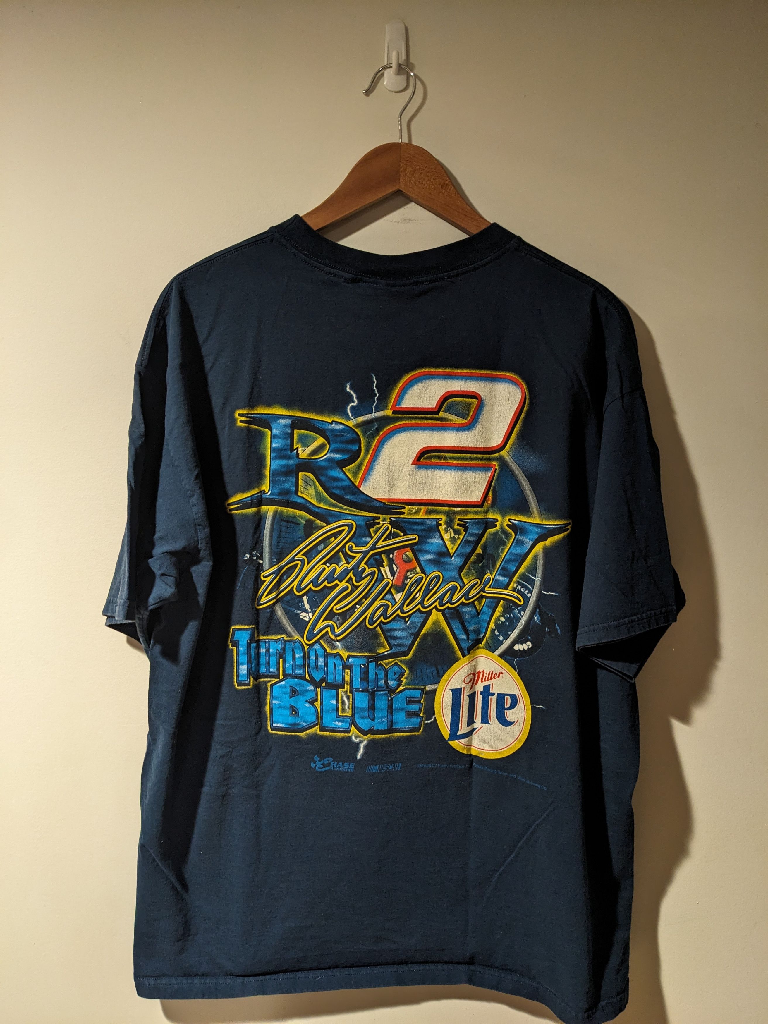 NASCAR × Vintage Vintage 90s Rusty Wallace Nascar Chase Authentic T-Shirt Size US XL / EU 56 / 4 - 4 Thumbnail