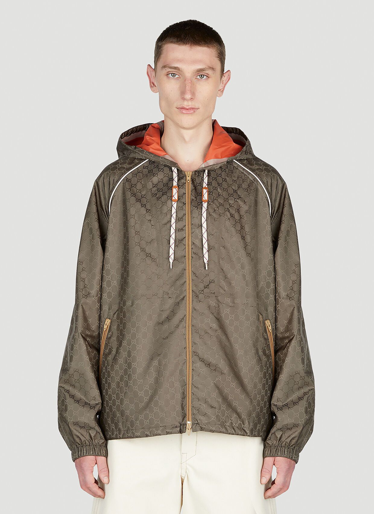 o1mt1gz0525 GG Fabric Zip Jacket in Brown