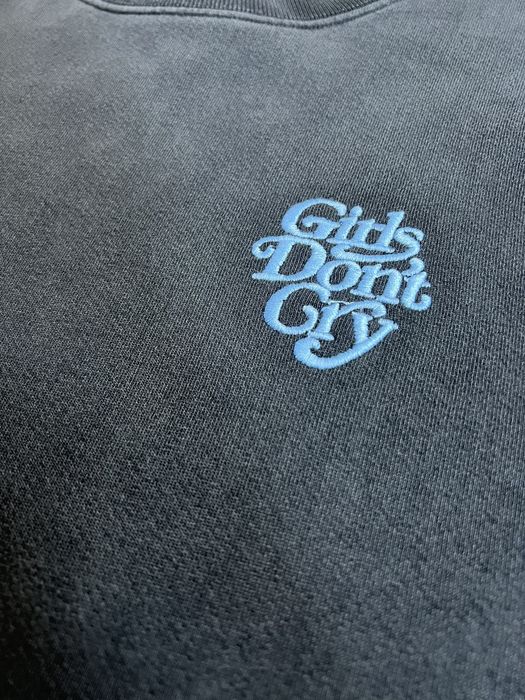 Girls Dont Cry Washed GDC Logo Crewneck Grey Blue | Grailed