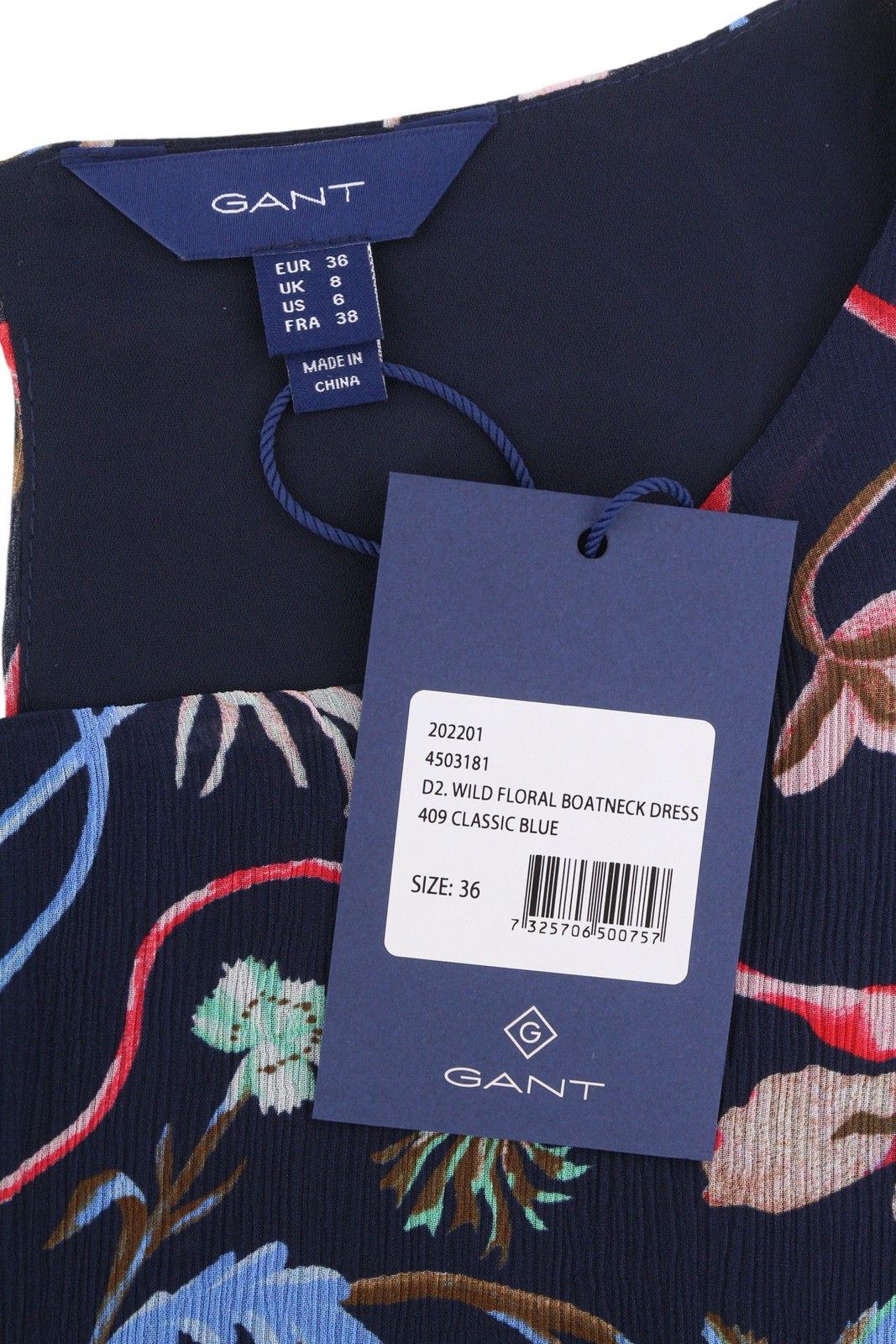 Gant WILD FLORAL BOATNECK EU36 Classic Blue Mini Dress 87731 Size S / US 4 / IT 40 - 8 Thumbnail