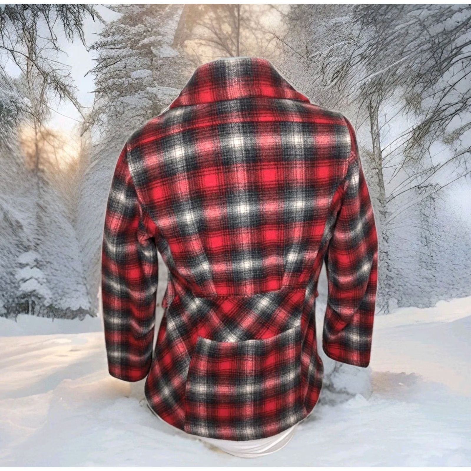 Vintage Woolrich Red Plaid Jacket Womens Medium Wool Quilted Overcoat Winter Outdoor Western Size M / US 6-8 / IT 42-44 - 3 Thumbnail