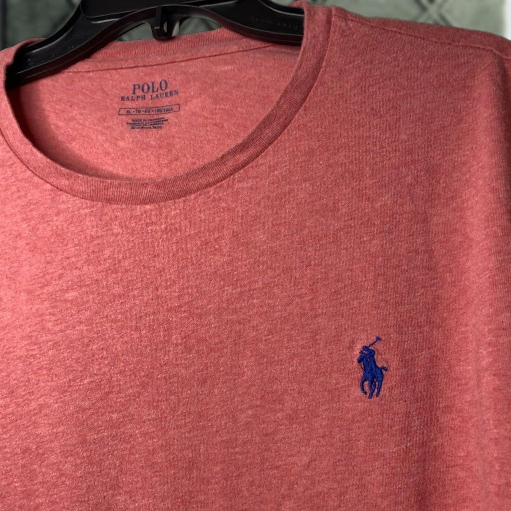 Ralph Lauren VINTAGE Polo Ralph Lauren Mens T Shirt Large Heathered Red Light Weight Stretch Size US L / EU 52-54 / 3 - 1 Thumbnail