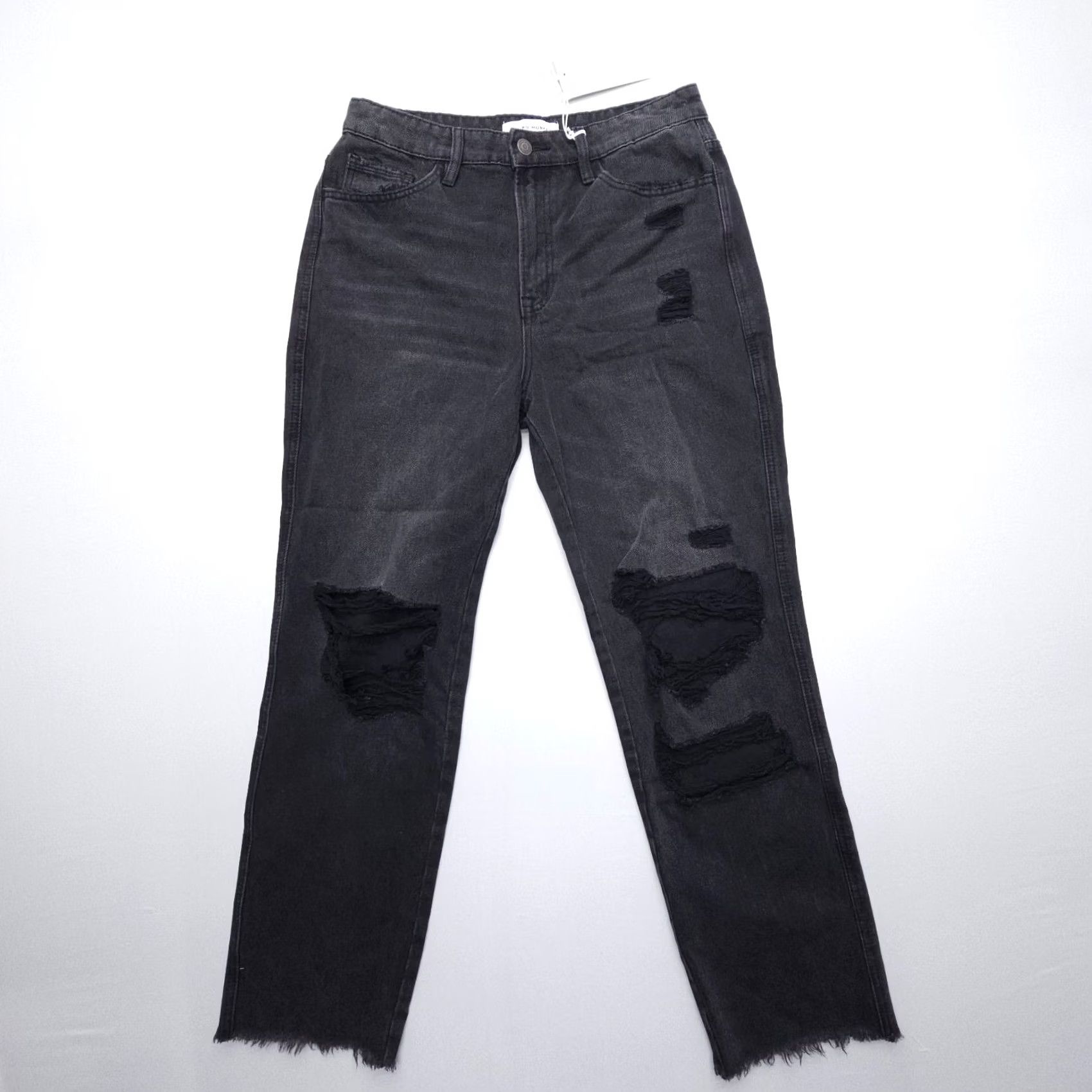 Vintage Flying Monkey Black Label Hgh Rise Straight Jeans Womens 29 x 28 Distressed NWT Size 29" - 2 Thumbnail