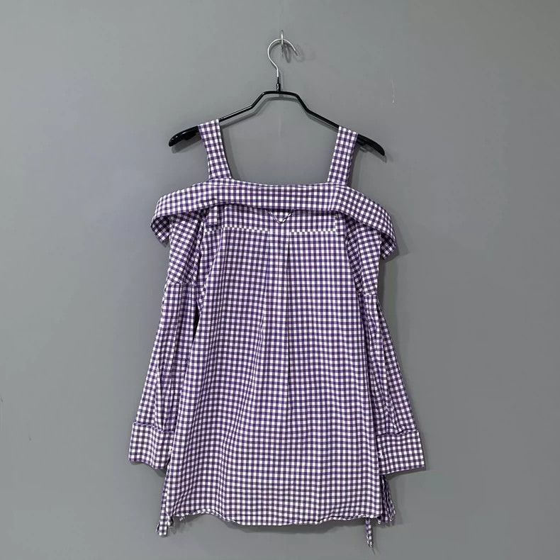 Prada Prada Plaid suspender shirt 2502-Nextarrow Size XXS / US 00 / IT 34 - 1 Thumbnail