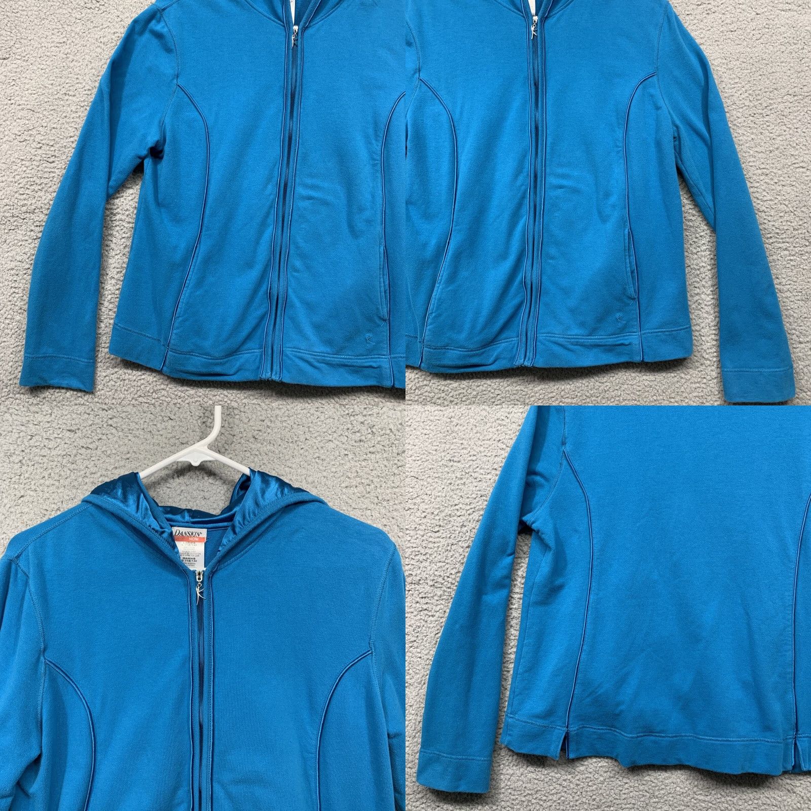 Vintage Danskin Now Hooded Jacket Women’s Athletic Size L Turquoise 2 Pockets Full Zip Size L / US 10 / IT 46 - 8 Thumbnail
