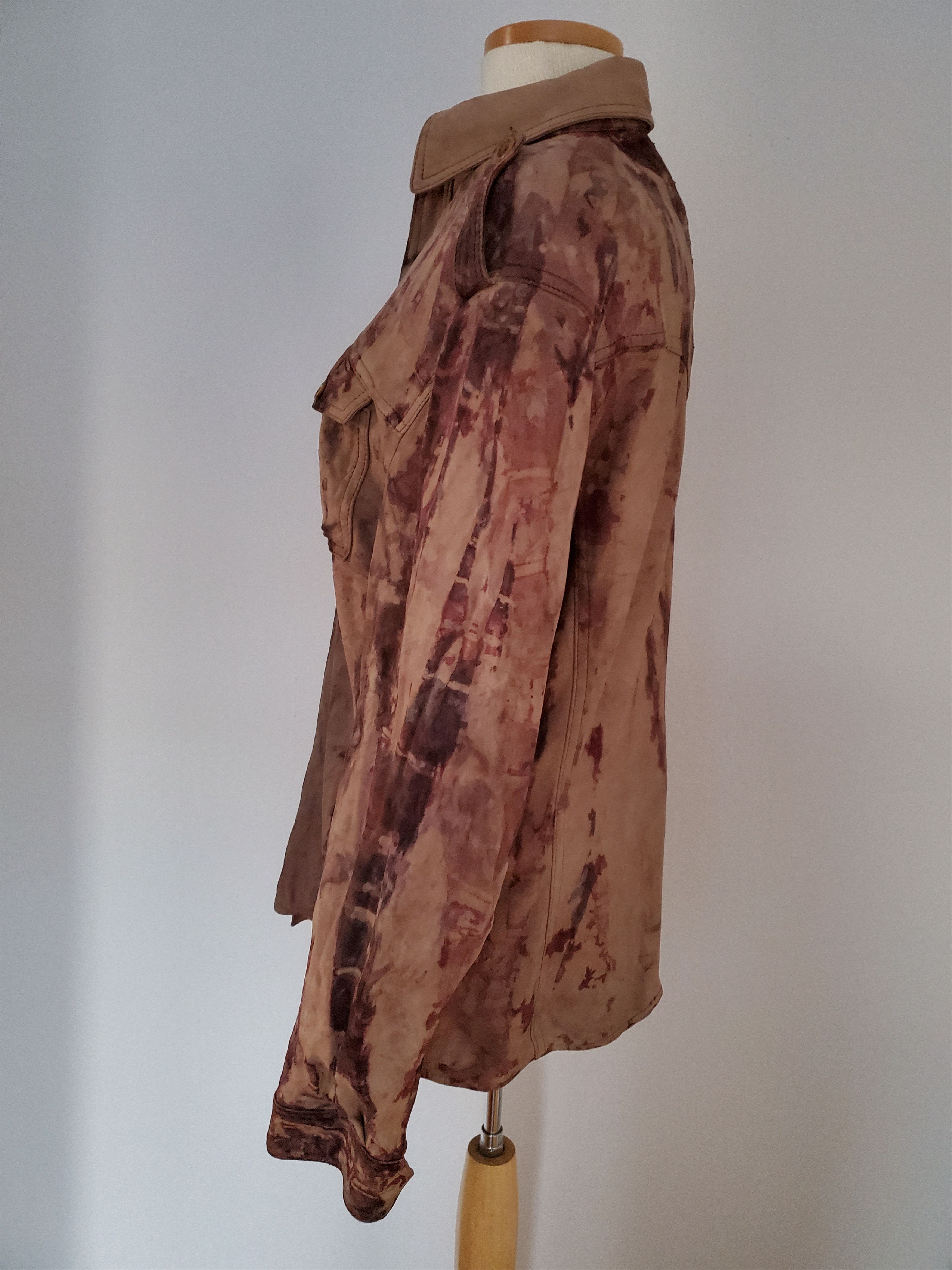 John Varvatos leather shirt tie dyed blazer beige brown cowboy Sm Med 50 Size US M / EU 48-50 / 2 - 6 Thumbnail
