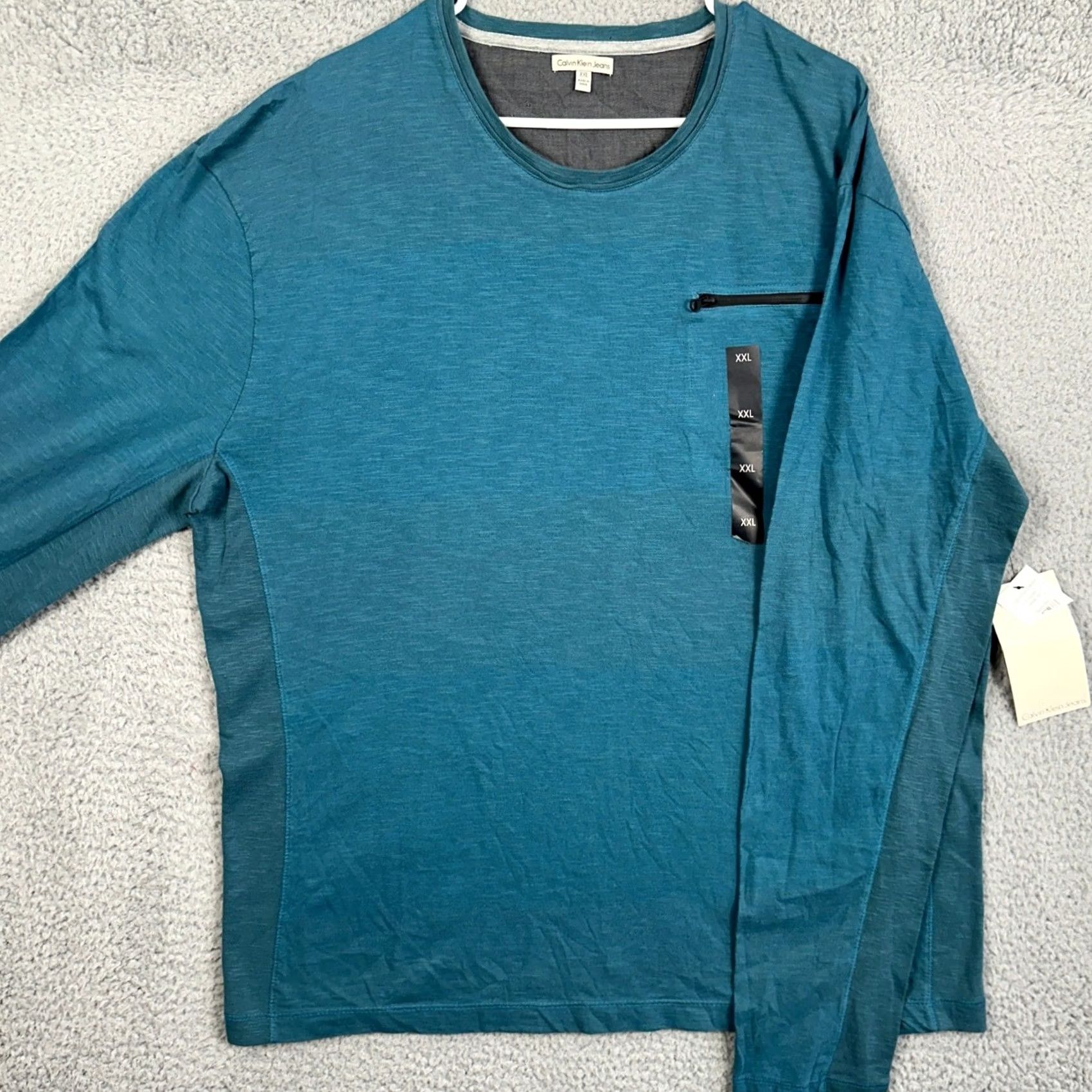 Calvin Klein Calvin Klein Jeans T-Shirt Long Sleeve Tee Men 2XL Teal Crewneck Long Sleeve NEW Size US XXL / EU 58 / 5 - 2 Thumbnail