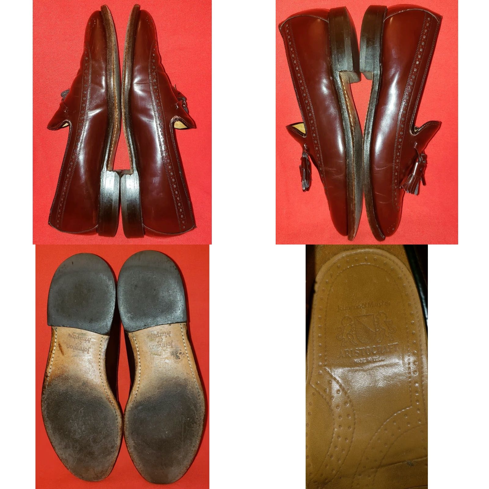 Johnston & Murphy Johnston & Murphy Aristocraft Men's Wingtip Loafer Sz 9C/A Oxblood Brown Tassels Leather Dress Shoes Size US 9 / EU 42 - 8 Thumbnail