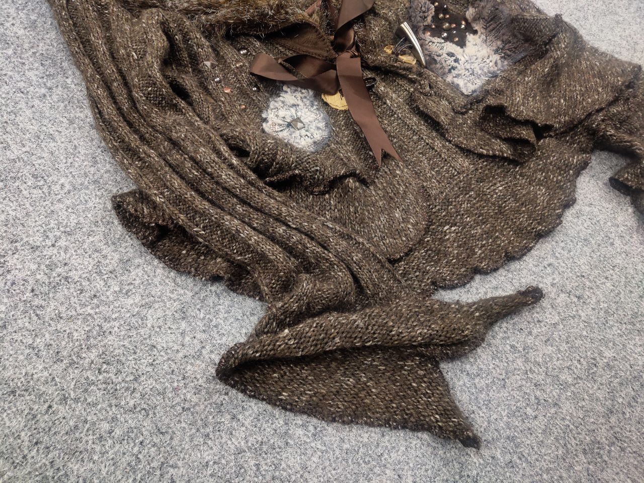If Six Was Nine Zone Bleue vintage Y2K Brown Knit Sweater ruffle sleeves LGB Size M / US 6-8 / IT 42-44 - 6 Thumbnail