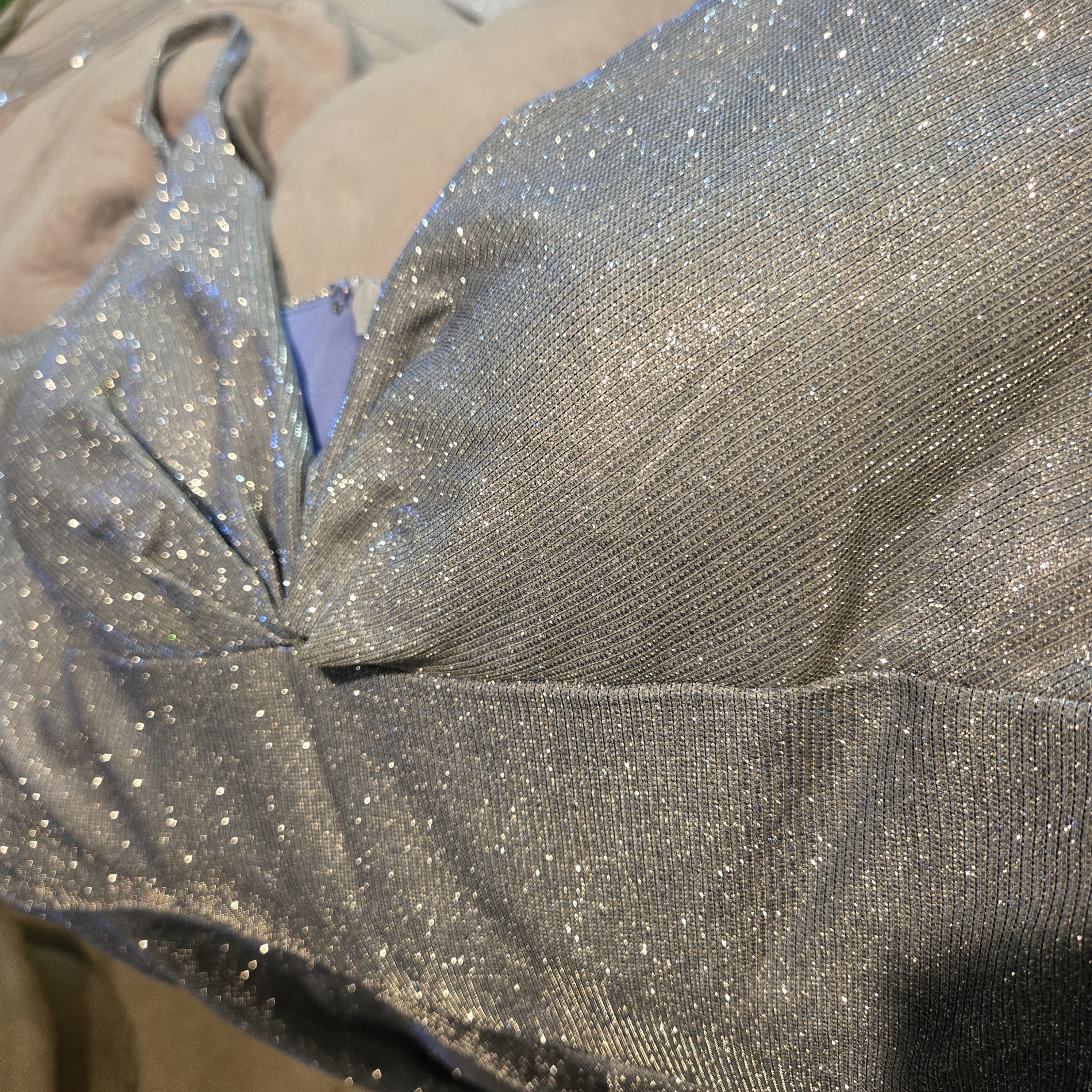 Other Blondie Nites Silver Metallic Ruffled Fit & Flare Dress Size L / US 10 / IT 46 - 5 Thumbnail