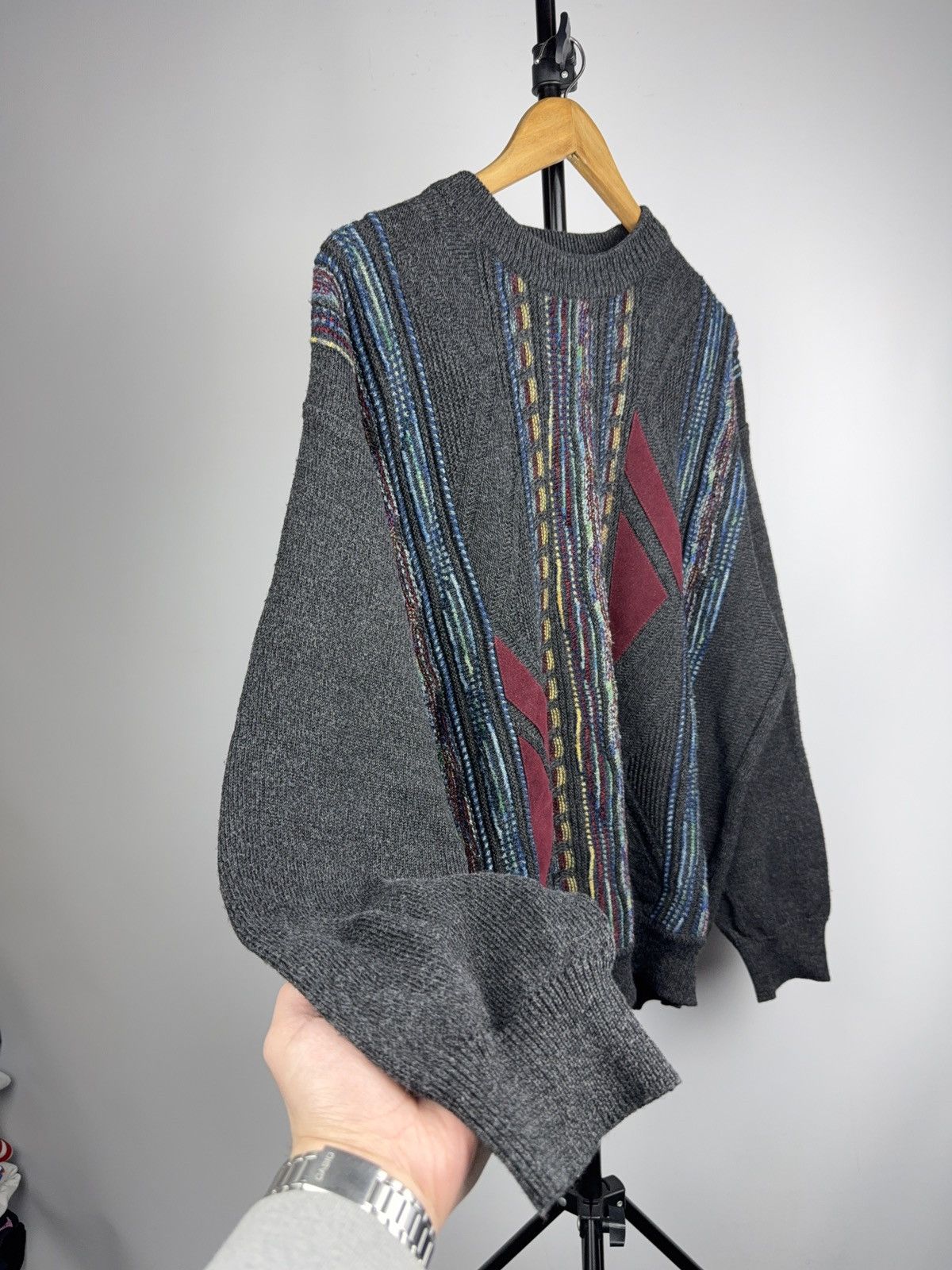 Piattelli Vintage 90s Piattelli Roma Italian Retro Wool Knit Sweater Size US L / EU 52-54 / 3 - 4 Thumbnail