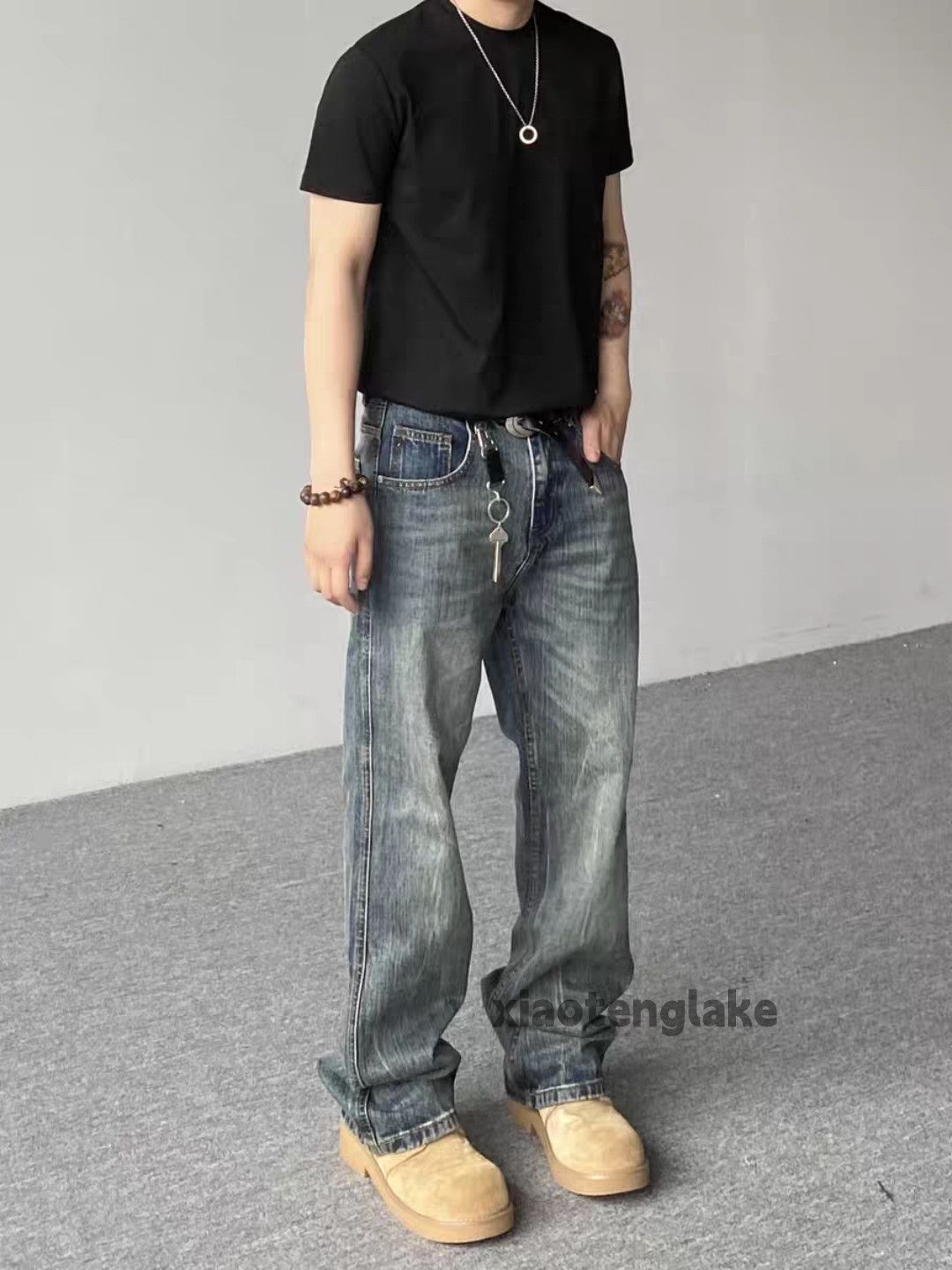 Vintage Washed faded cleanfit yuppie loose hiphop flared jeans Size US 34 / EU 50 - 4 Thumbnail
