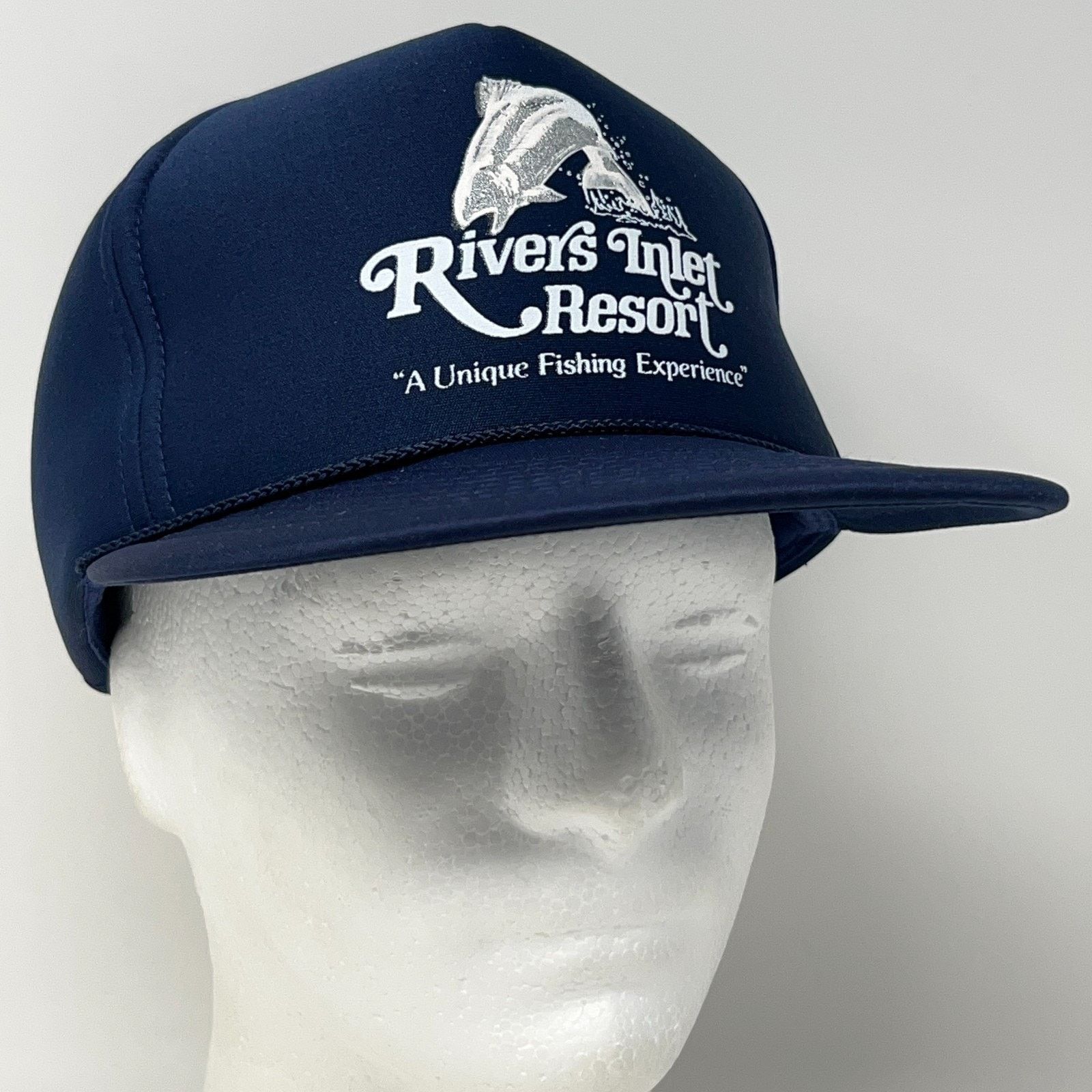 Vintage Vintage Rivers Inlet Resort Hat Baseball Cap Fishing Blue Size ONE SIZE - 9 Thumbnail