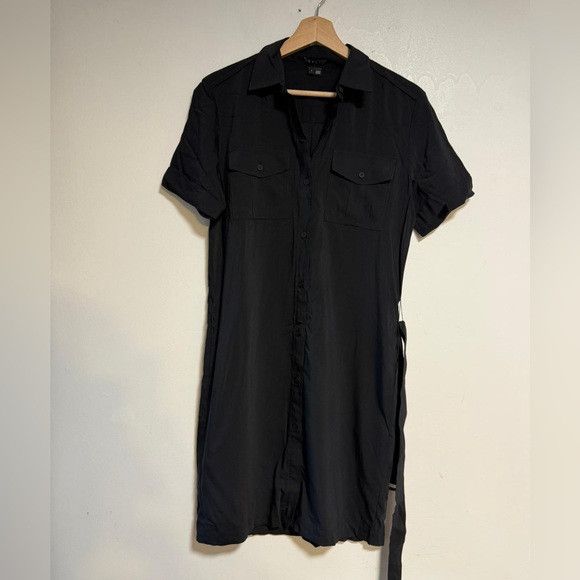 Theory Theory Black Button-Down Shirt Dress with Belt - Size 4 Size S / US 4 / IT 40 - 3 Thumbnail