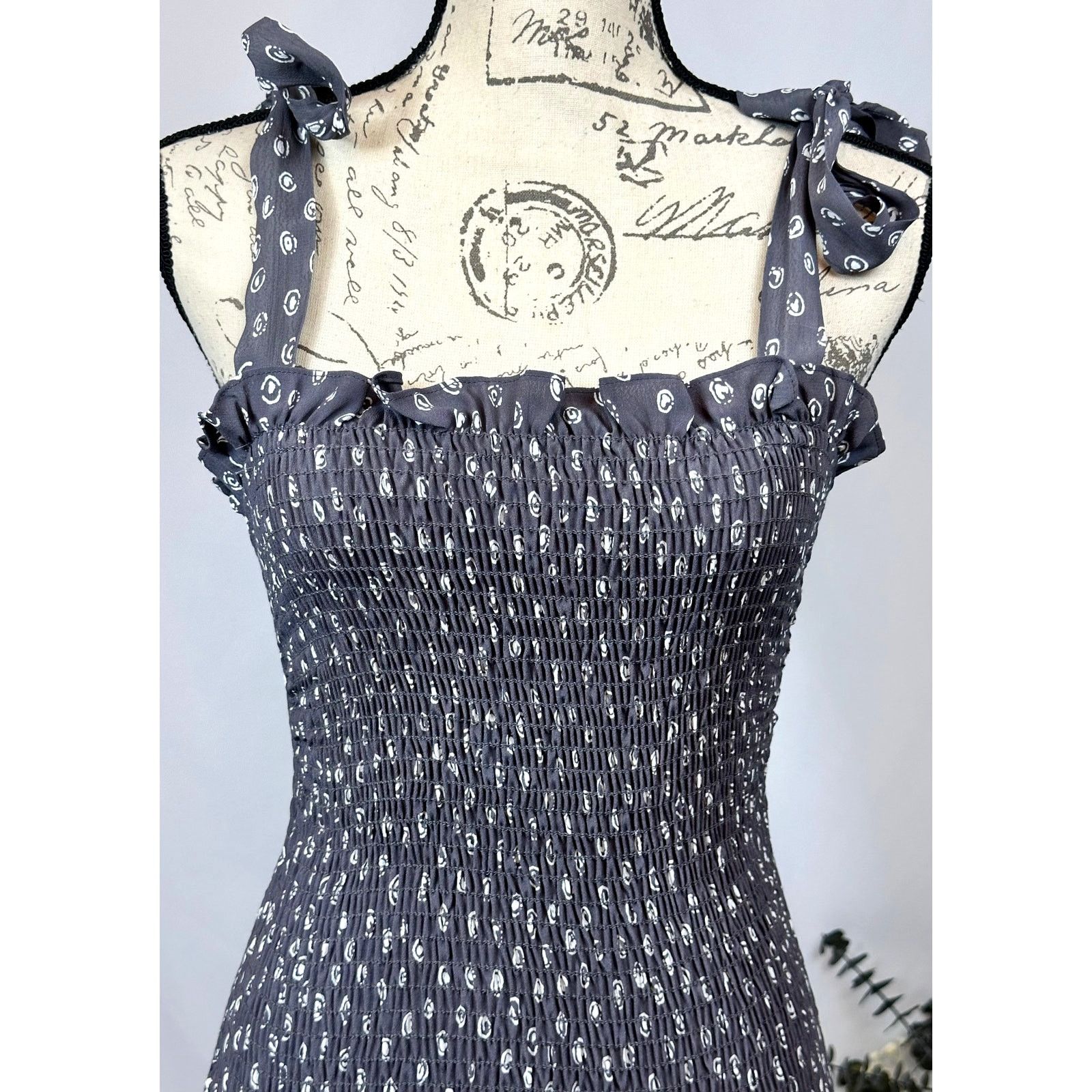 Free People Free People Bella Smocked Slip Dress Tie Straps Gray S Size S / US 4 / IT 40 - 7 Thumbnail