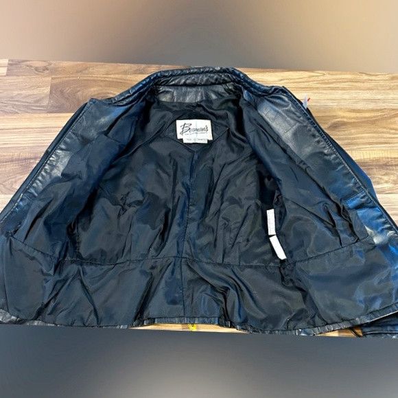 Other Vintage Bermans Womens Black Genuine Leather Moto Jacket Size M / US 6-8 / IT 42-44 - 6 Thumbnail