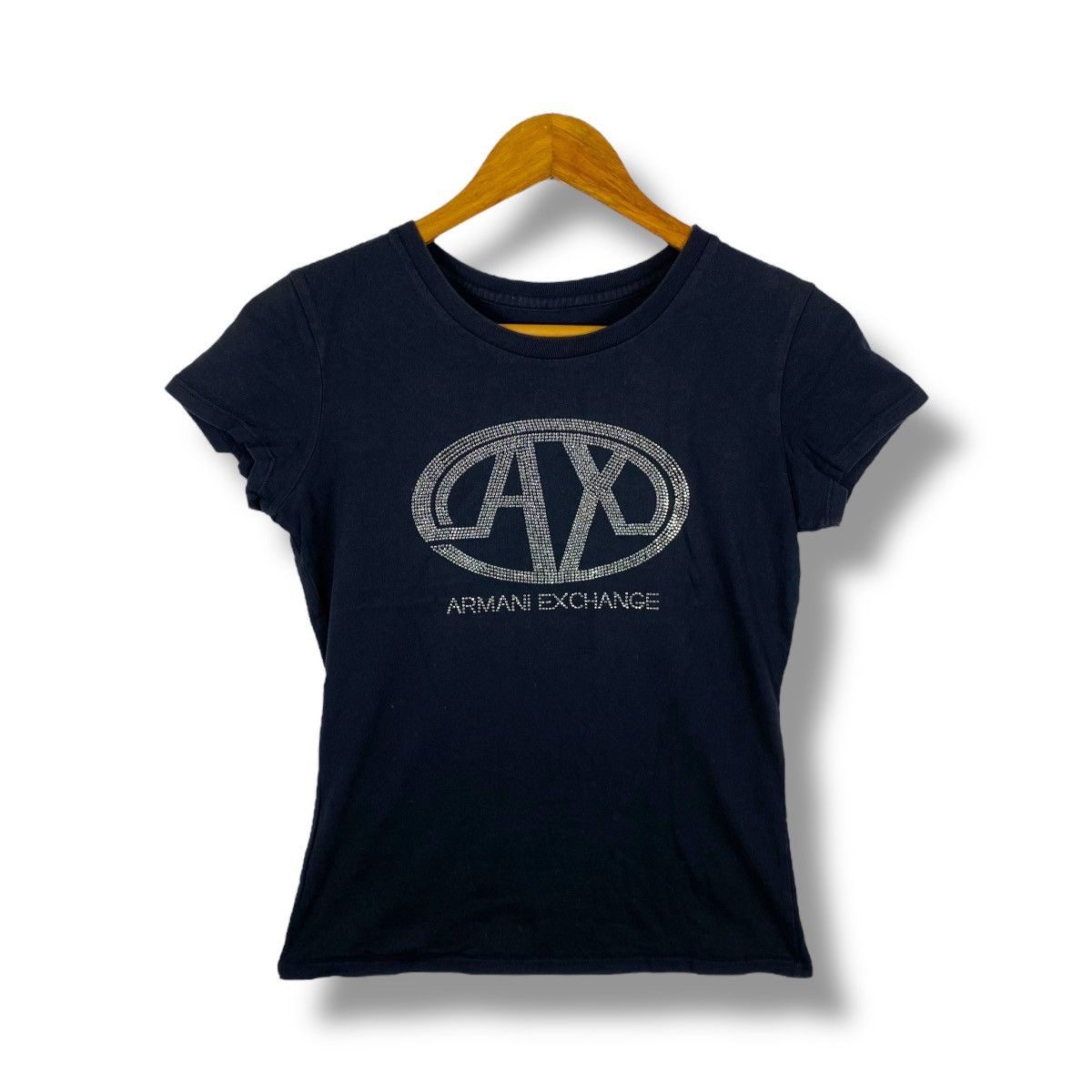 Armani Exchange ARMANI EXCHANGE Rhinestones Graphic Logo Women Tops Tee Size M / US 6-8 / IT 42-44 - 1 Thumbnail