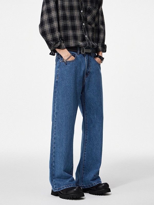 Japanese Brand Men's versatile Cleanfit wide-leg flared baggy jeans Size US 32 / EU 48 - 2 Thumbnail