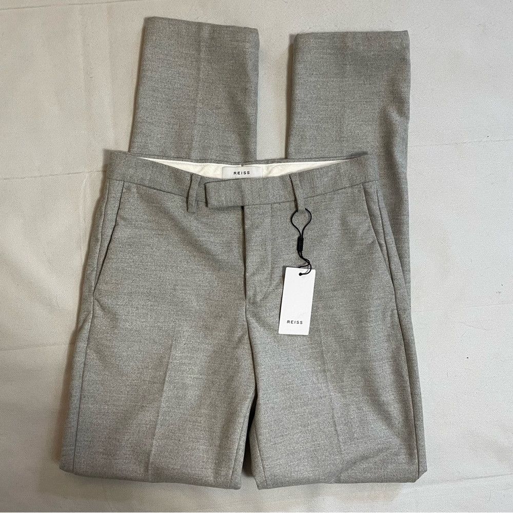 Reiss NWT New Reiss Granual Slim Flannel Leg Soft Grey Trousers P Size US 28 / EU 44 - 5 Thumbnail
