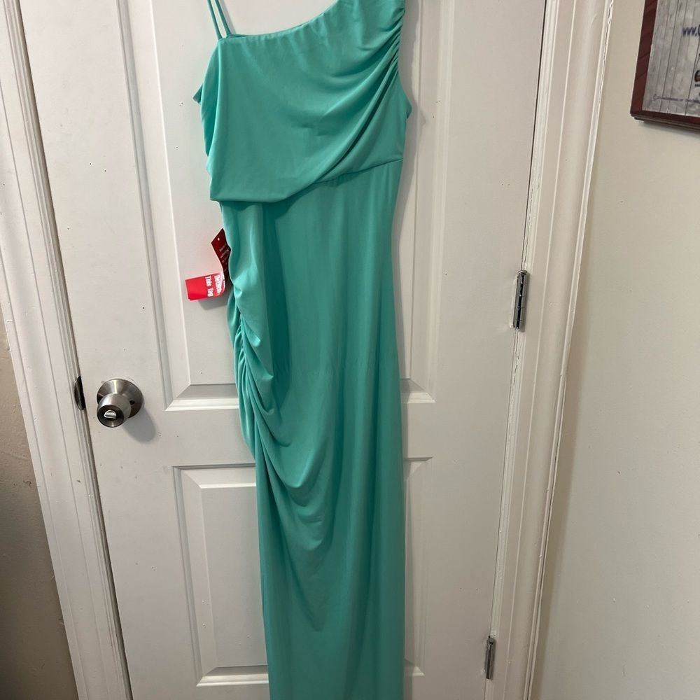 Other Sweet Storm Mint One Shoulder Ruched Evening Gown Dress Size L NWT Formal Prom Wedding Guest Size L / US 10 / IT 46 - 6 Thumbnail