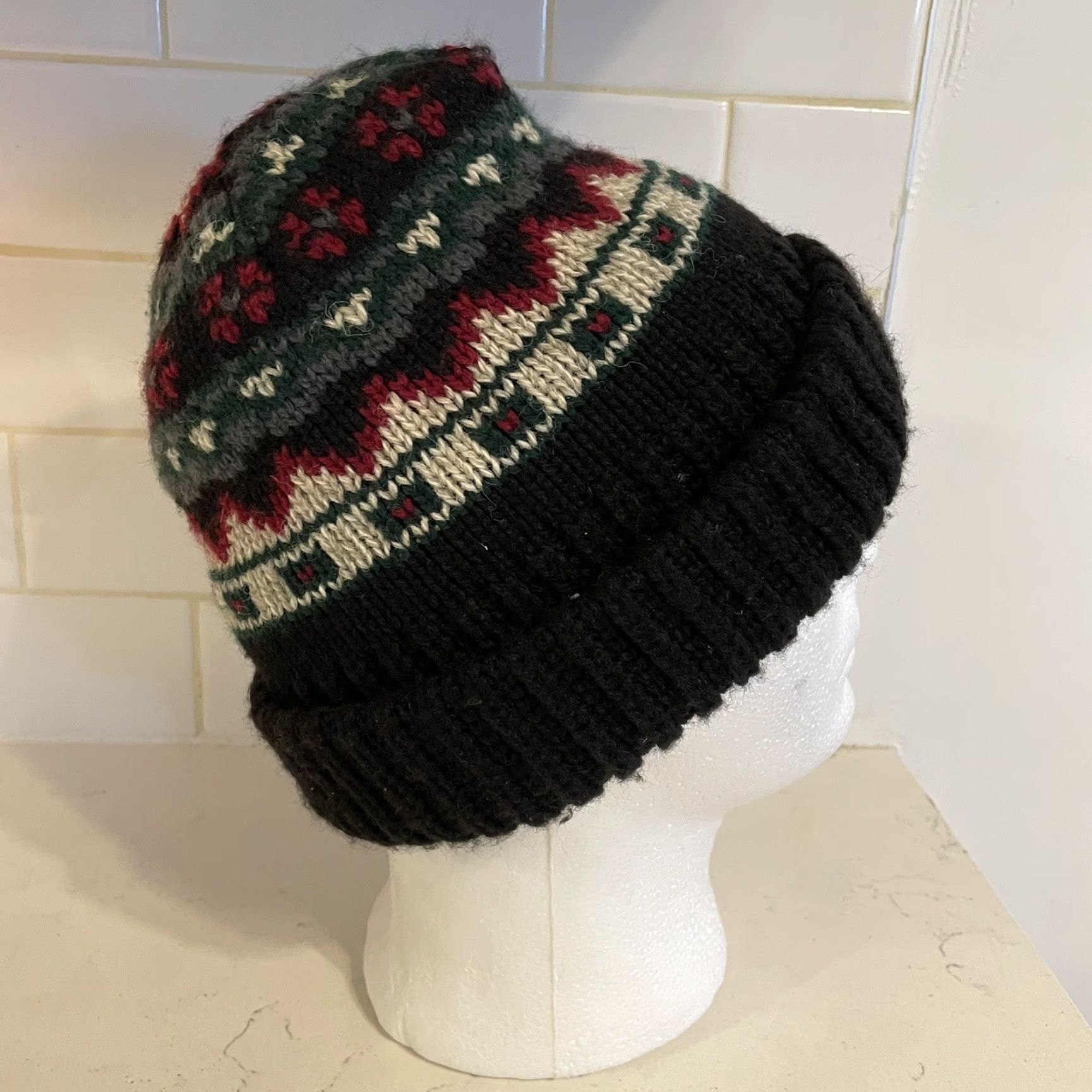 Hanes VINTAGE 90s Black Knitted Beanie Hat Hanes Her Way One Size Foldover Winter Womens Size ONE SIZE - 2 Thumbnail