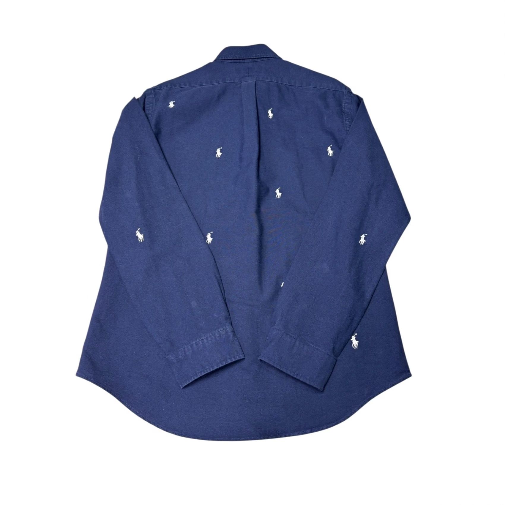 Polo Ralph Lauren Polo Ralph Lauren Mens Navy Slim Fit Oxford Shirt All Over Pony Logo L Size US L / EU 52-54 / 3 - 6 Thumbnail