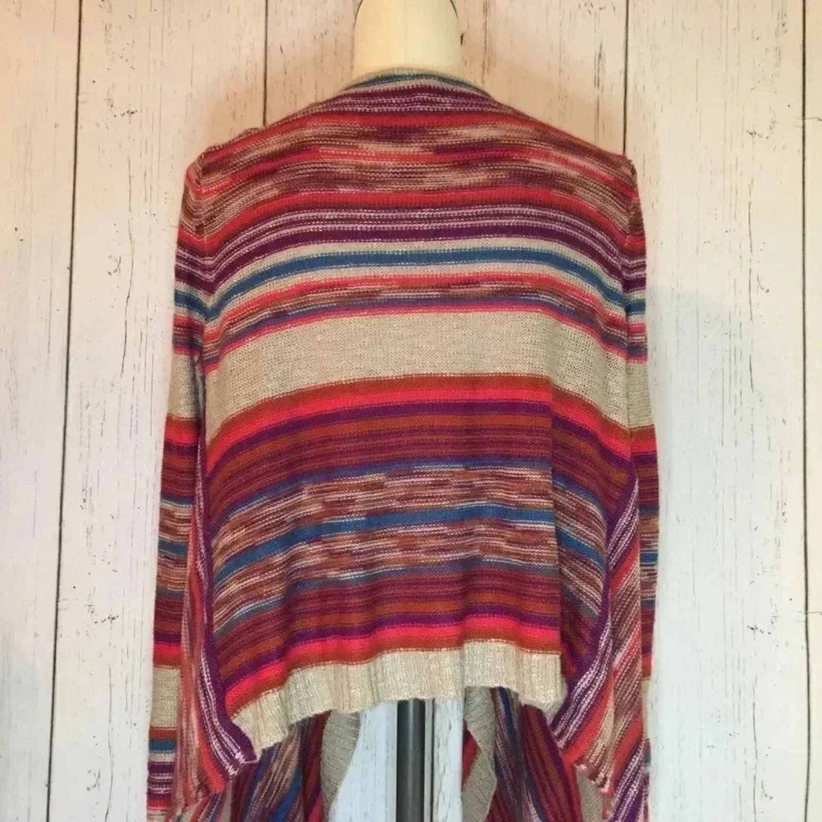 Other ALYA striped open waterfall boho cardigan size small Size S / US 4 / IT 40 - 2 Thumbnail