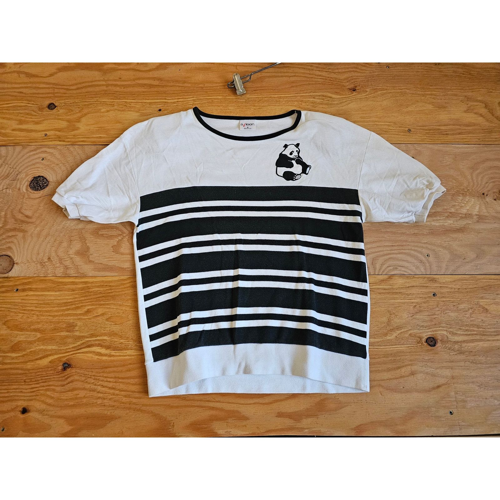 Other Vintage Aileen Panda Shirt, Black & White Stripes Womens M Size M / US 6-8 / IT 42-44 - 1 Thumbnail