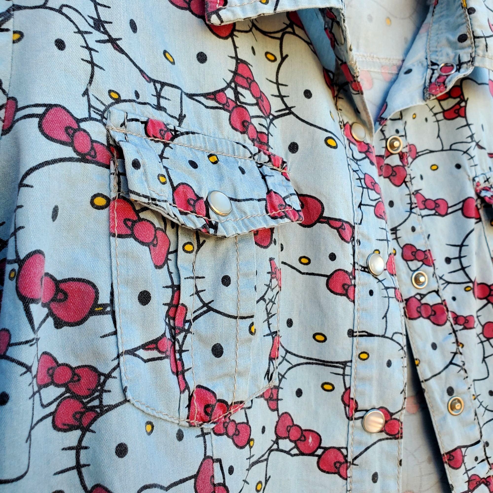 Other Hello Kitty Pearl Snap Shirt Cotton Long Sleeve Western Wome Size S / US 4 / IT 40 - 10 Thumbnail