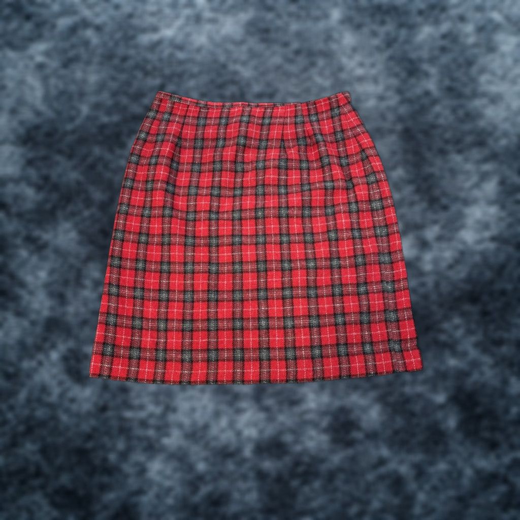 Vintage VINTAGE Savannah Skirt Women Midi Wool Red Buffalo Plaid 90s Tweed Pencil Lined Size 16 Size 38" / US 16 / IT 52 - 1 Thumbnail