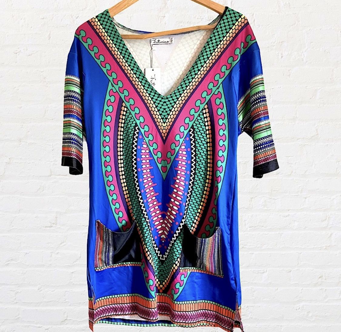 Other FUTURINO BOHO STYLE MINI DRESS WITH FRONT POCKETS Size L / US 10 / IT 46 - 7 Thumbnail