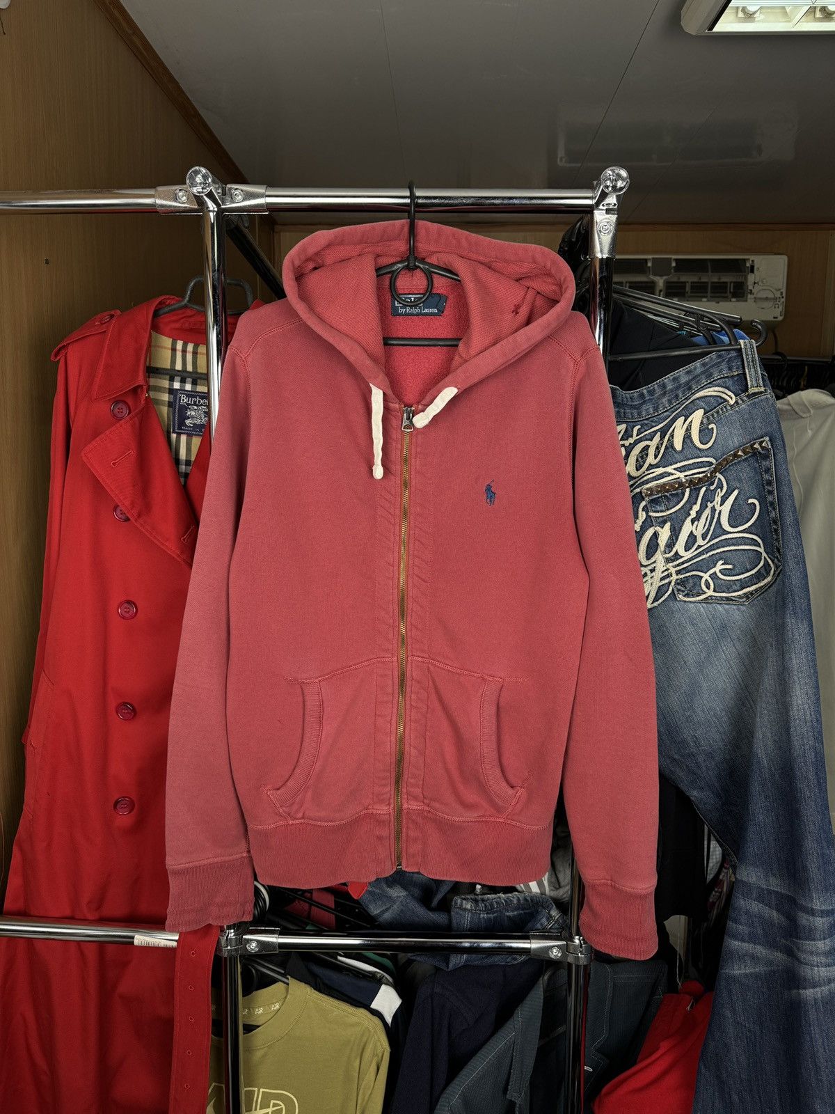 Polo Ralph Lauren × Vintage Mens Vintage Polo Ralph Lauren zip hoodie pink rare rugby Size US S / EU 44-46 / 1 - 1 Thumbnail