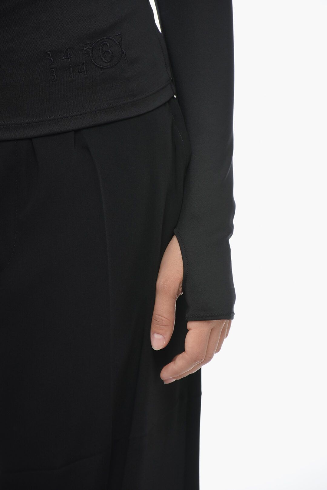 Maison Margiela og1mm1224 Stretch Fabric Cold-Shoulder Top in Black Size L / US 10 / IT 46 - 3 Thumbnail