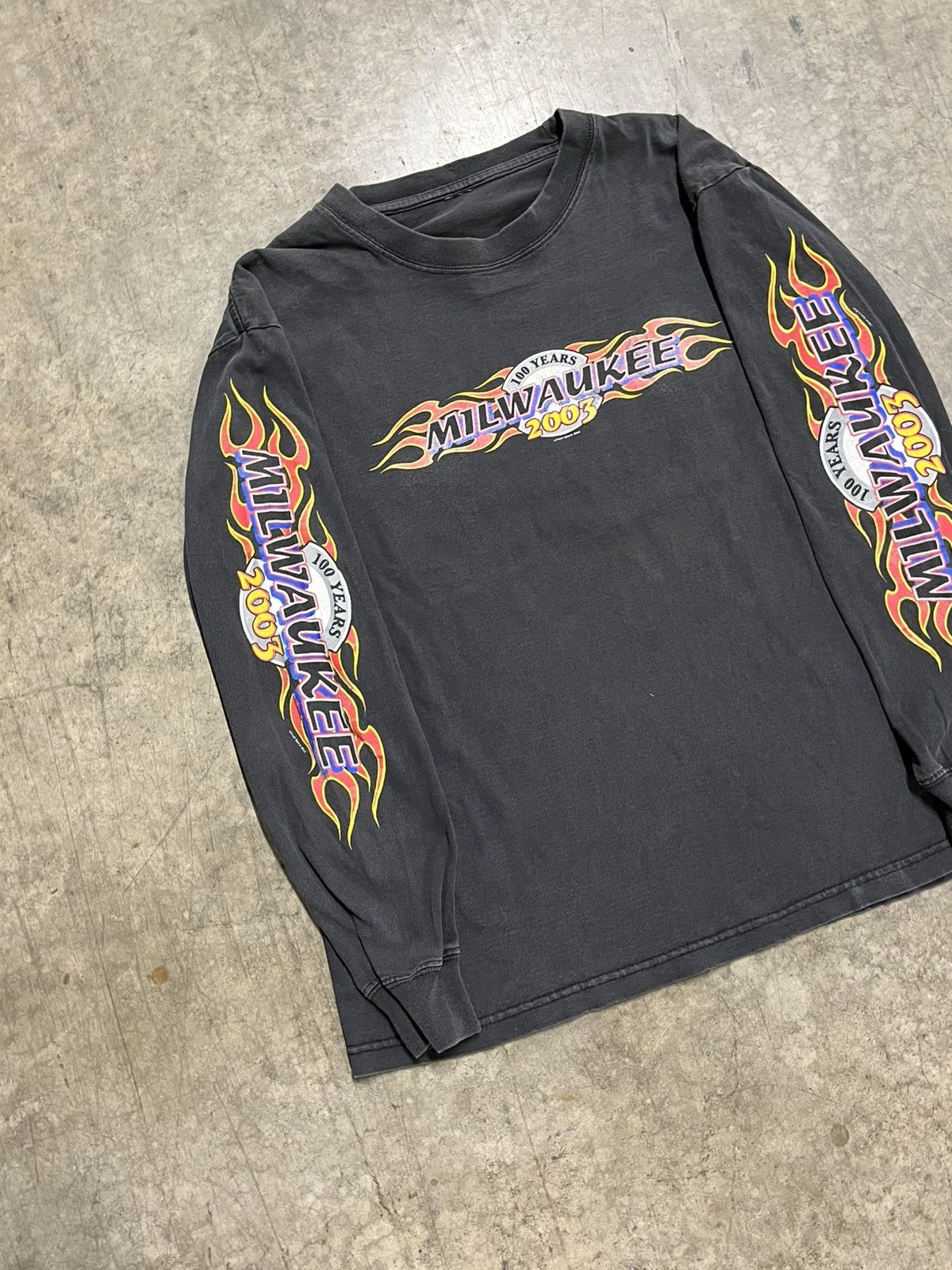 Harley Davidson × Vintage Y2k flame harley style biker longsleeve tee skater grunge Size US XL / EU 56 / 4 - 3 Thumbnail