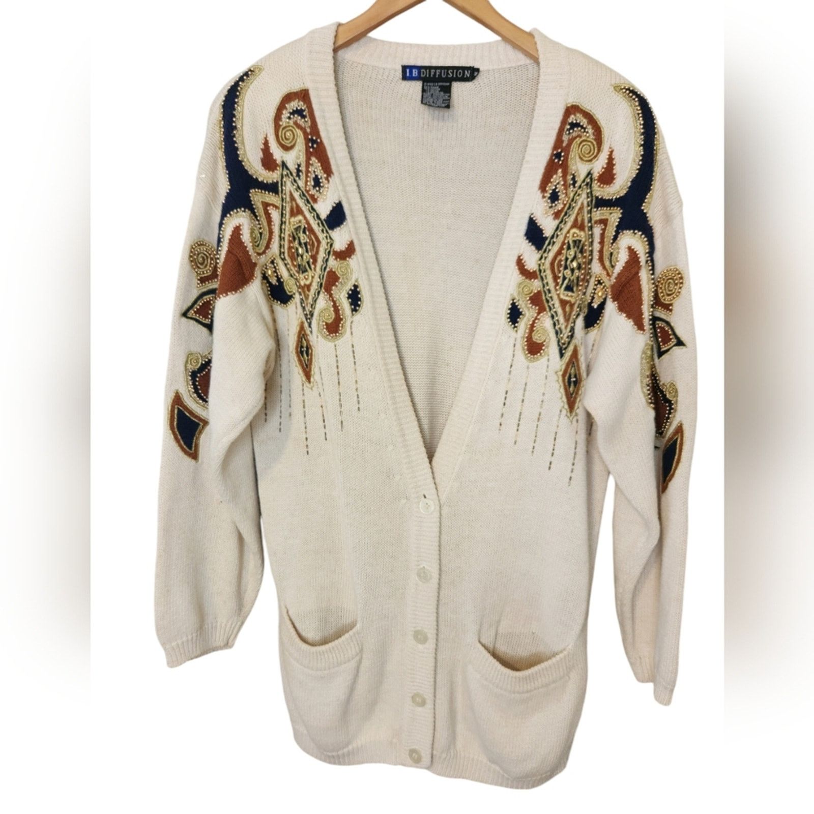 Vintage IBDiffusion 90's Vintage Cardigan Sweater Small Size S / US 4 / IT 40 - 6 Thumbnail