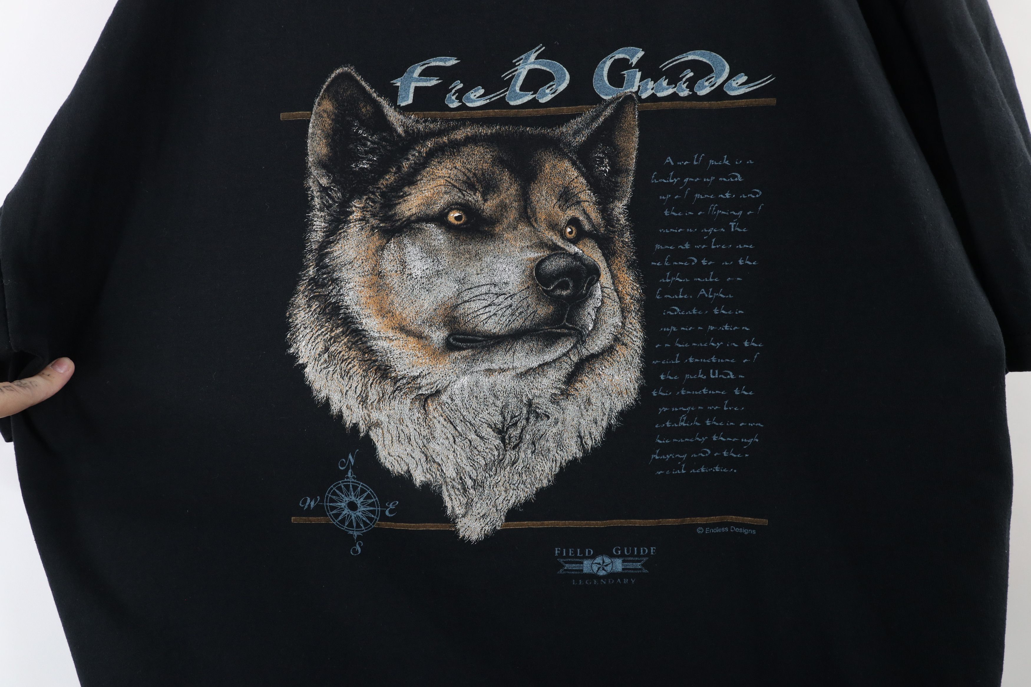Vintage Vintage 90s Streetwear Wolf Short Sleeve T-Shirt Black Size US XXL / EU 58 / 5 - 6 Thumbnail